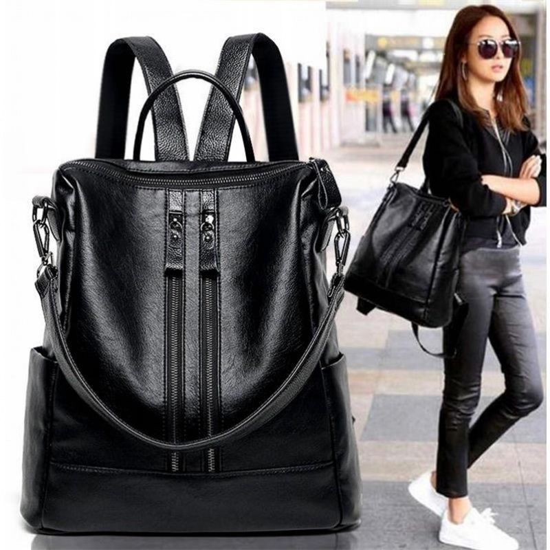 Canvas Backpack Casual - Mulheres mochila de couro macio escola