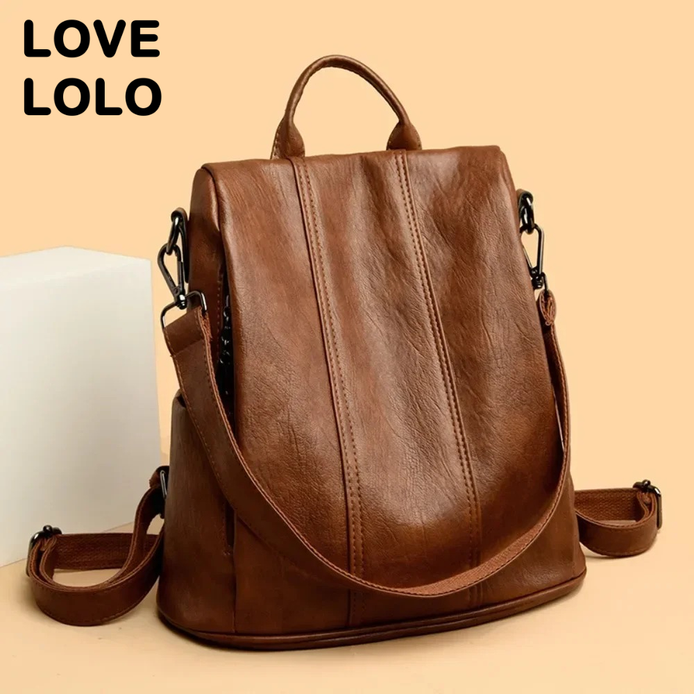 Leather Backpack Vintage - NOVA Mochila Antifurto para Laptop Feminina