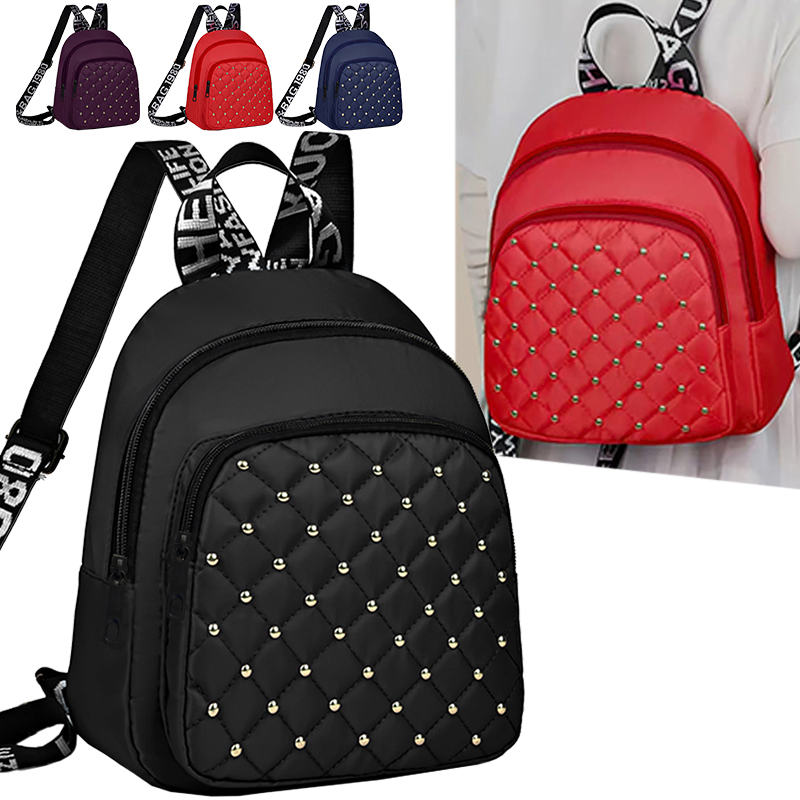 Canvas Backpack Casual - Mochila chique elegante cravejada multicolorida acolchoada